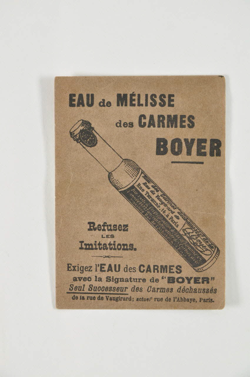 PAPIER Carte Eau de mélisse, Carmes, Boyer 2006.158.29 Photo Mucem