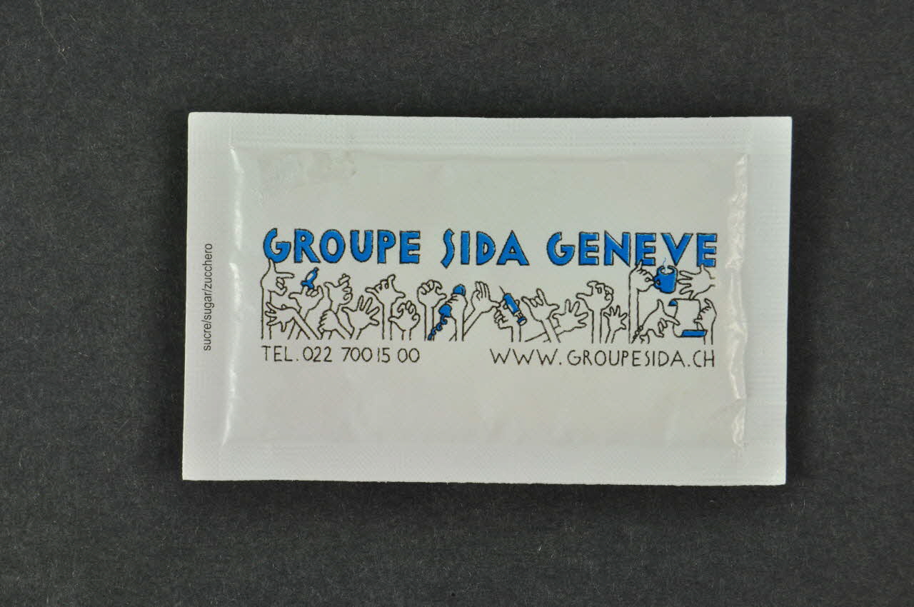 Groupe Sida Genève Sucre en poudre "Faites-vous partie des personnes qui ignorent leur statut sérologique ?" Lorraine, France 2004 2004.56.88 Photo Mucem