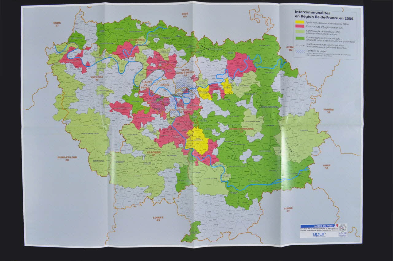 carte Carte Intercommunalités en Région Ile-de-France en 2006 2006.160.10.5 Photo Mucem