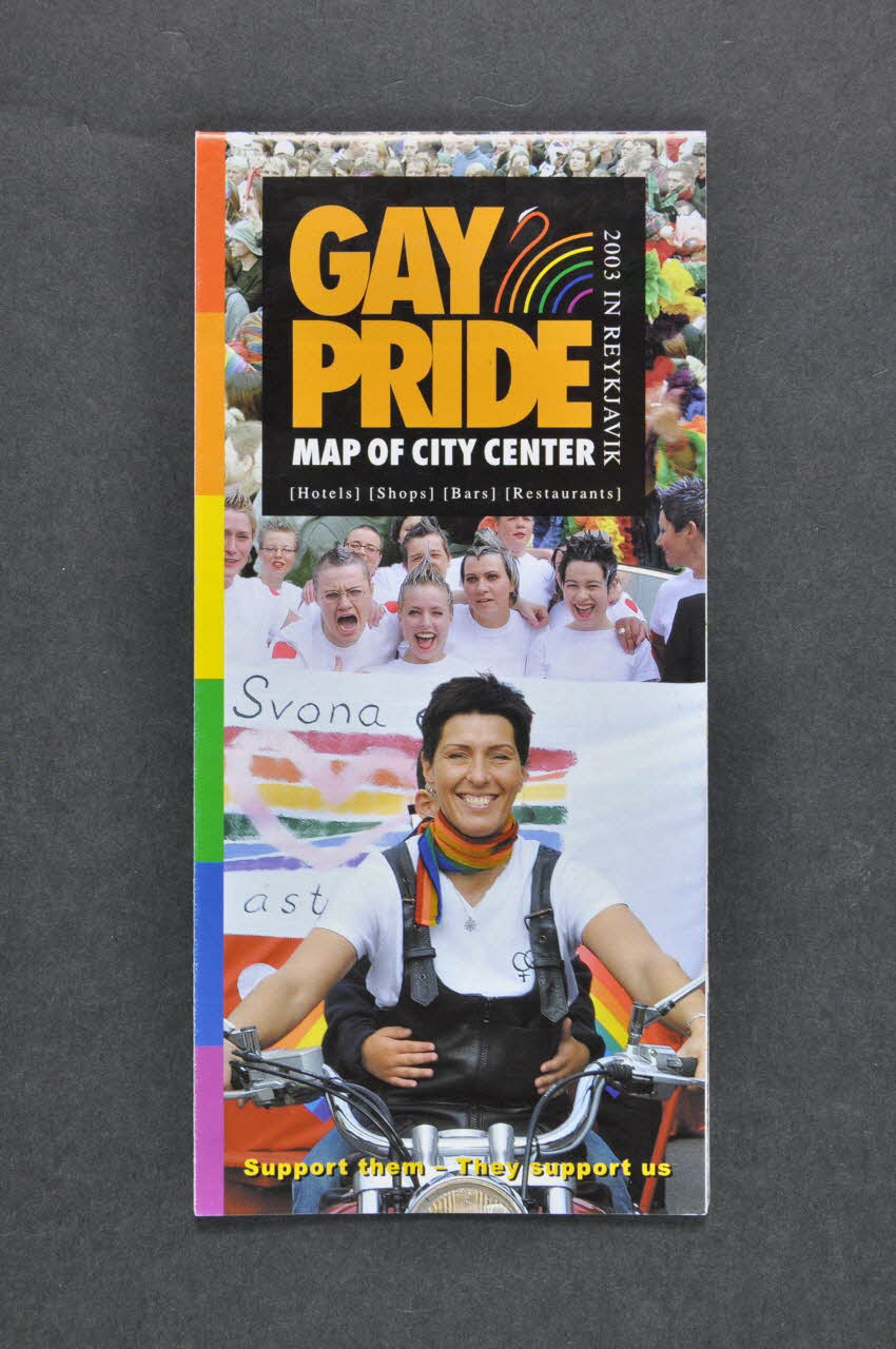 Samtokin 78 Dépliant "Gay pride . Map of city Center" (Gay pride. Carte du centre ville) Islande 2003 2004.58.17 Photo Mucem
