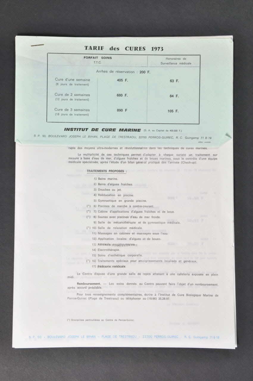 FACTURE Traif des cures 1973 2006.164.10.4 Photo Mucem