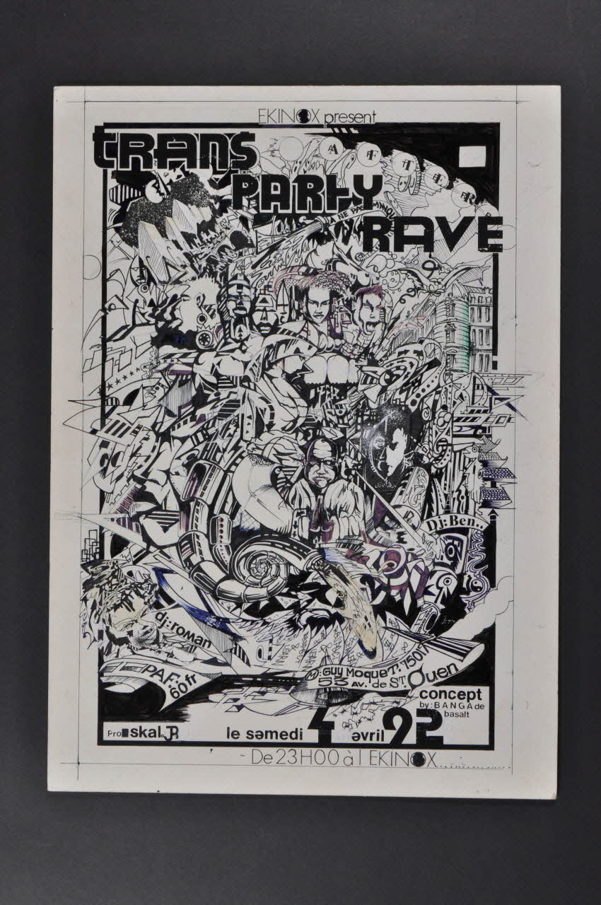 Banga dessin Trans Party Rave Île-de-France, France 1992 2004.74.2 Photo Mucem