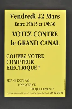 affiche Affiche pour militer contre la construction du grand canal Rhin-Rhône 2006.231.18.3 Photo Mucem
