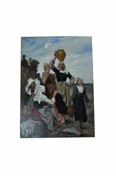 François Alfred Delobbe tableau Paysannes à la fontaine France 1855-1920 1955.67.2 Photo Mucem