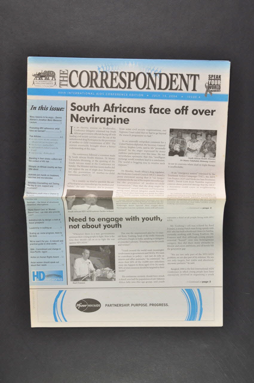 Health And Development Network, Irlande Et Bulletin associatif The Correspondent, 15 juillet 2004 : la XVème conférence internationale de Bangkok(en anglais et en thailandais) Irlande 2004/7/15 2006.30.35.1-3 Photo Mucem