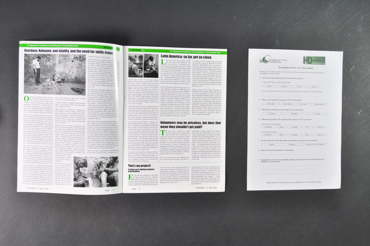 Health And Development Network, Irlande Et Bulletin associatif "On track", 14 th international conference on drug related harm, 10/4/03, n° 4 : "Where is Kyrgzystan.. (Où en est le Kyrgtzstan...) Irlande 2003 2006.30.43.1-2 Photo Mucem