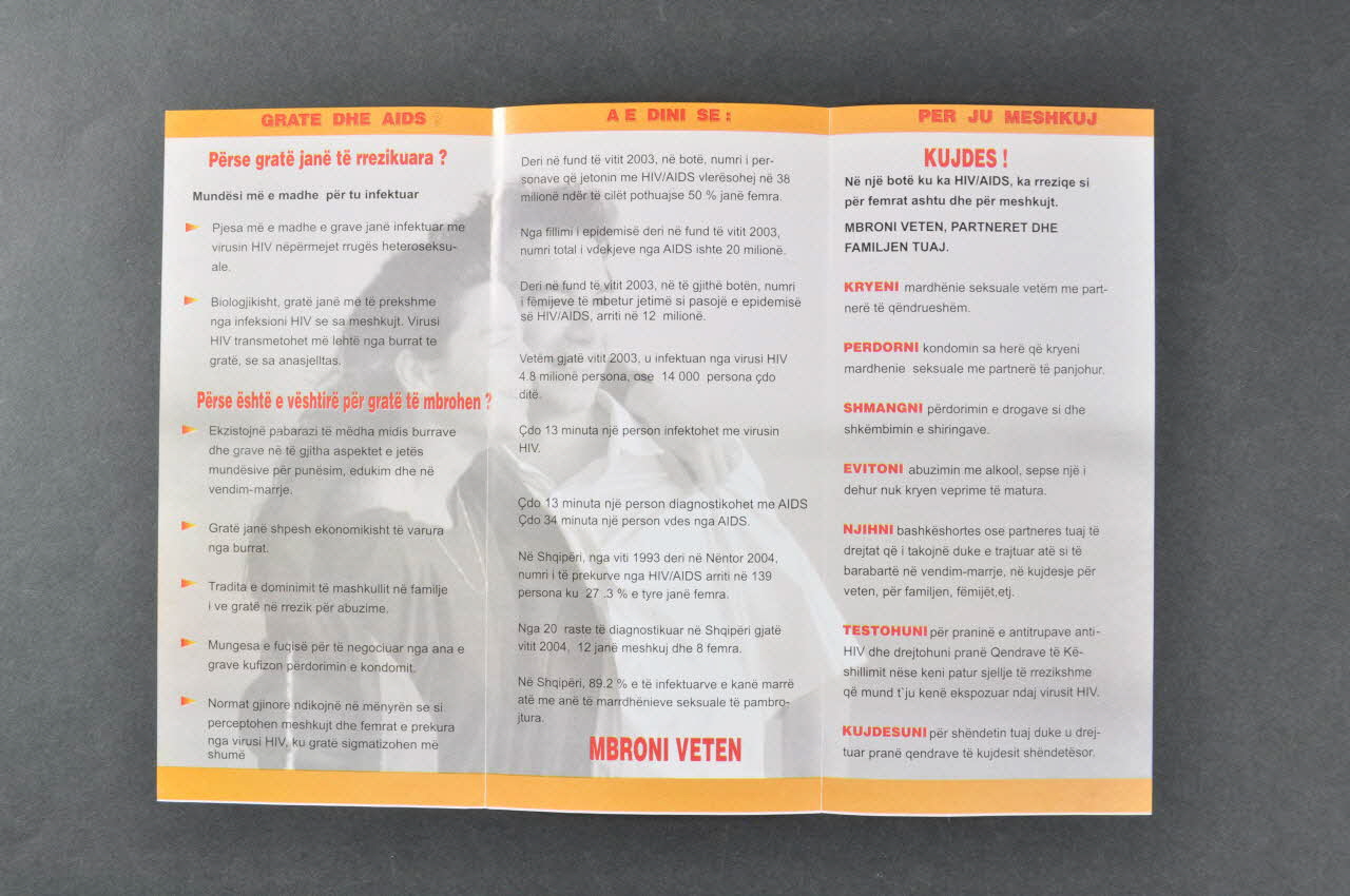 Unaids Dépliant "Gratë HIV/AIDS" (traduction) Albanie 2004 2006.64.20 Photo Mucem