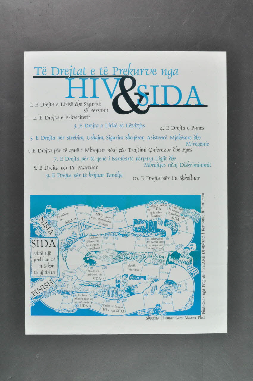 affiche "Te Drejtat e të prekurve nga HIV & Sida" (jeu de l'oie) 2006.64.23 Photo Mucem