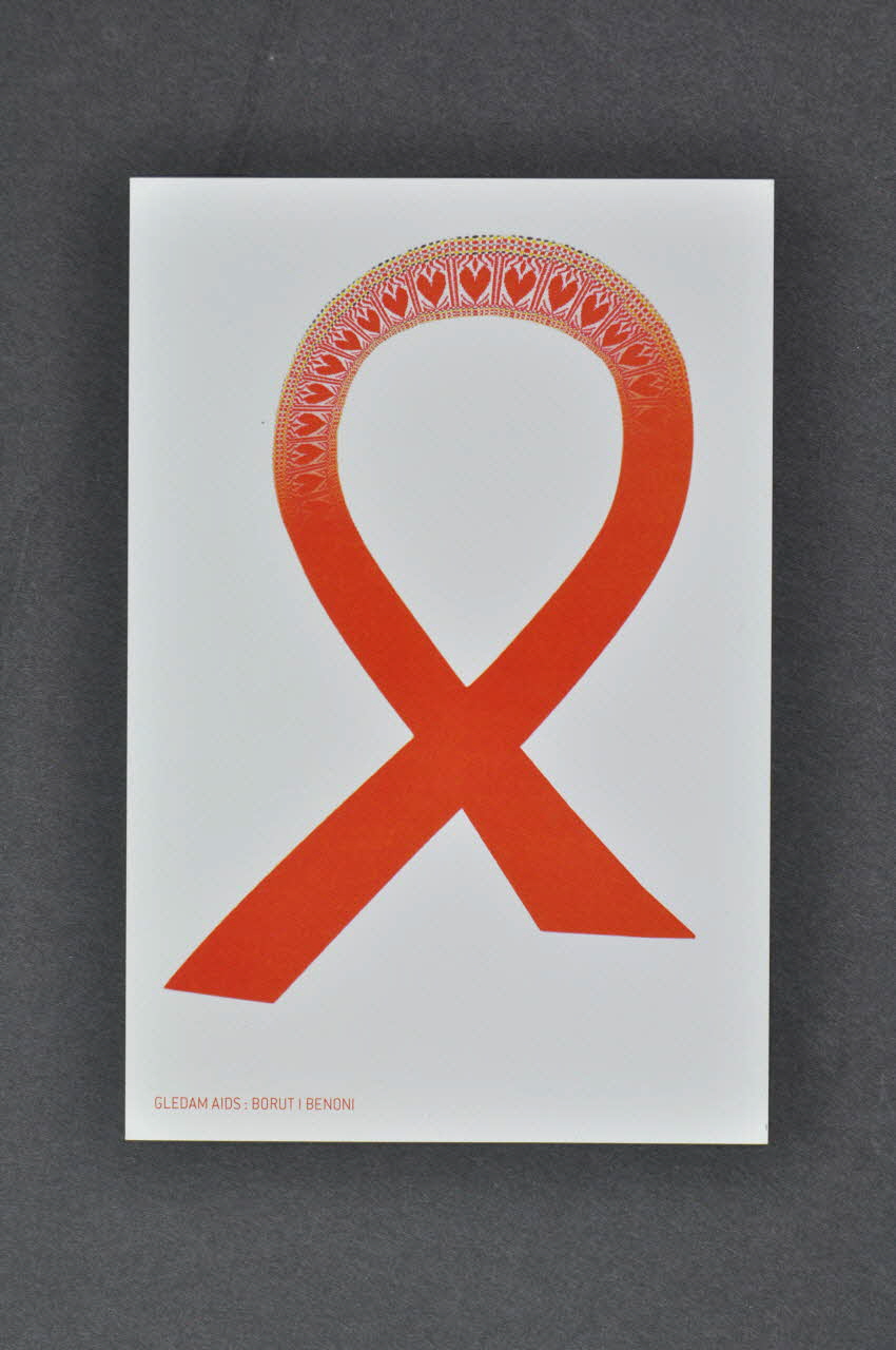 carte postale "Gledam AIDS" par les designers de mode Mischel Benoni et Mihalic Boru Croatie 2005 2006.66.17 Photo Mucem