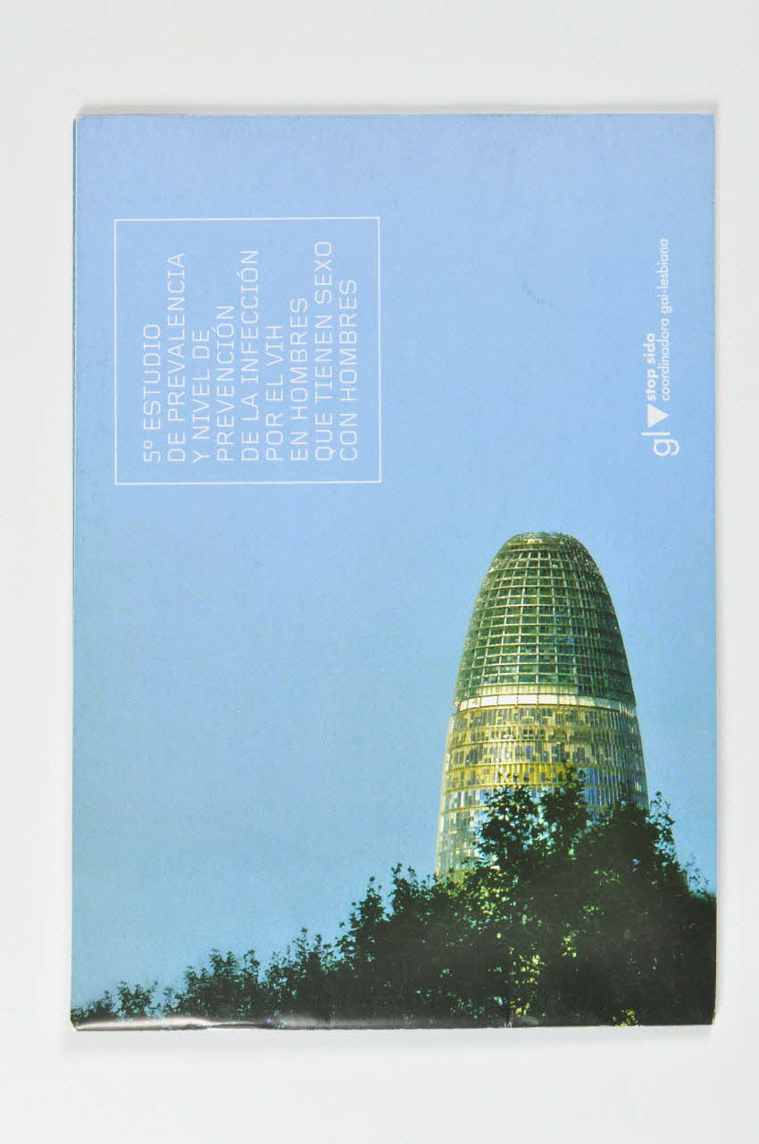 Coordinadora Gai-Lesbiana / Stop Sida BROCHURE "5° estudio de prevalencia y nivel de prevencion de la infeccion por el VIH en hombres que tienen sexo con hombres" (5ème étude sur la prévalence et le niveau de prévention de l'infection par le VIH chez les hommes qui ont des relations sexuelles avec d'autres hommes) Espagne 2004 2006.67.3 Photo Mucem