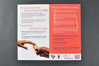 Hispanosida / Projecte Dels Noms Dépliant "No pongas a prueba tu vida. Toma el control : hazte la prueba" (VIH-Sida. Ne joue pas avec ta vie. Prends le contrôle : fais le test) Espagne 2005 2006.68.13  Photo Mucem
