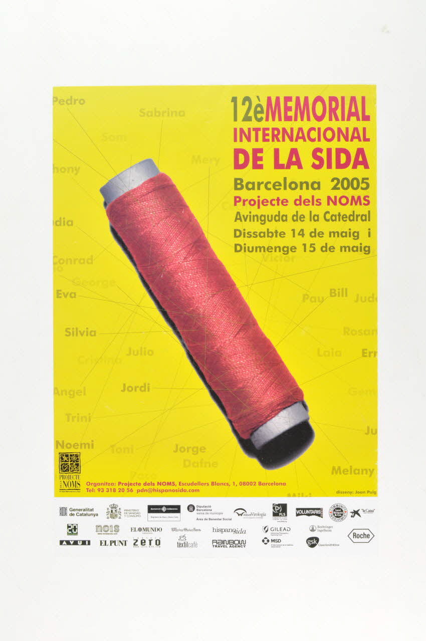 Projecte Dels Noms affiche "12° memorial Internacional de la sida. Barcelona 2005" (12ème mémorial international du sida. Barcelone, 2005) Espagne 2005/5 2006.68.4 Photo Mucem