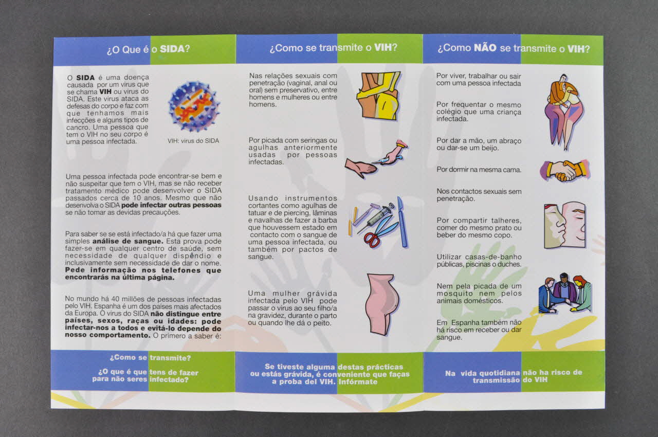 Ministère De La Santé Et De La Consommation Dépliant "Le sida existe... les moyens de l'éviter aussi" (en italien) Espagne 2005 2006.70.12 Photo Mucem