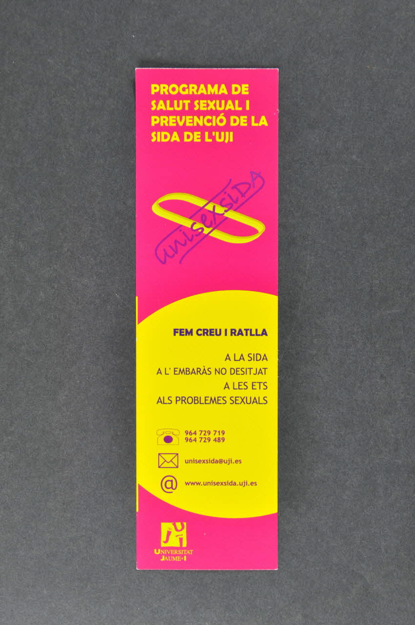Université Jaume I marque-page "Programa de salut i prevencio de la sida de l'UJI" Espagne 2004 2006.70.29 Photo Mucem
