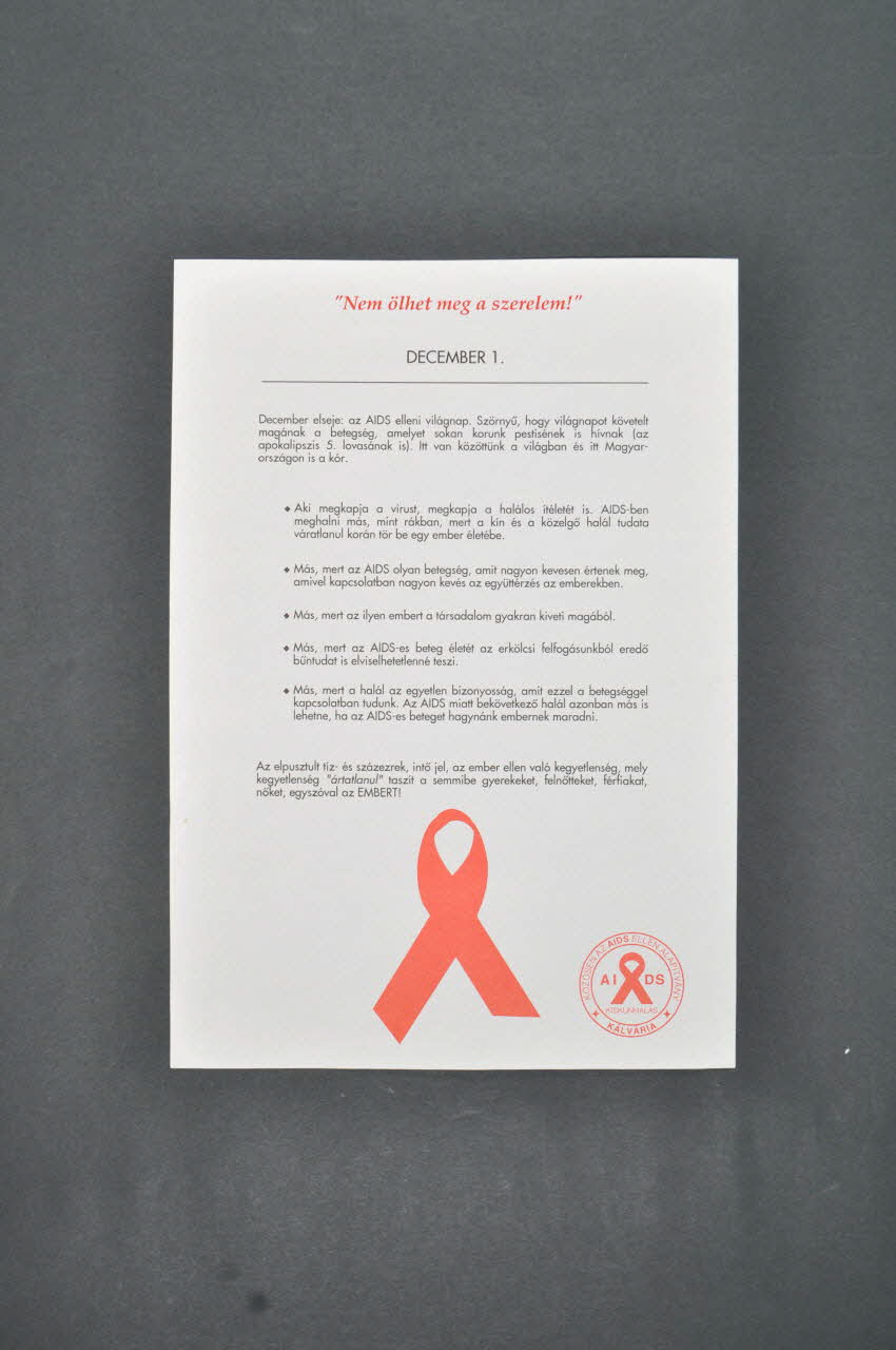 tract december 1 "Nem ölhet meg a szerelem !" (traduire) 2006.71.40 Photo Mucem