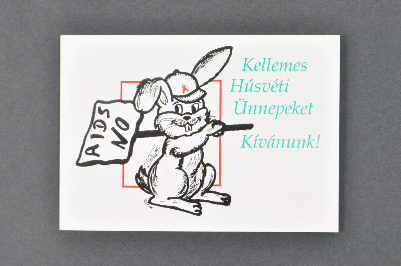 carte postale lapin Stop Aids 2006.71.7 Photo Mucem