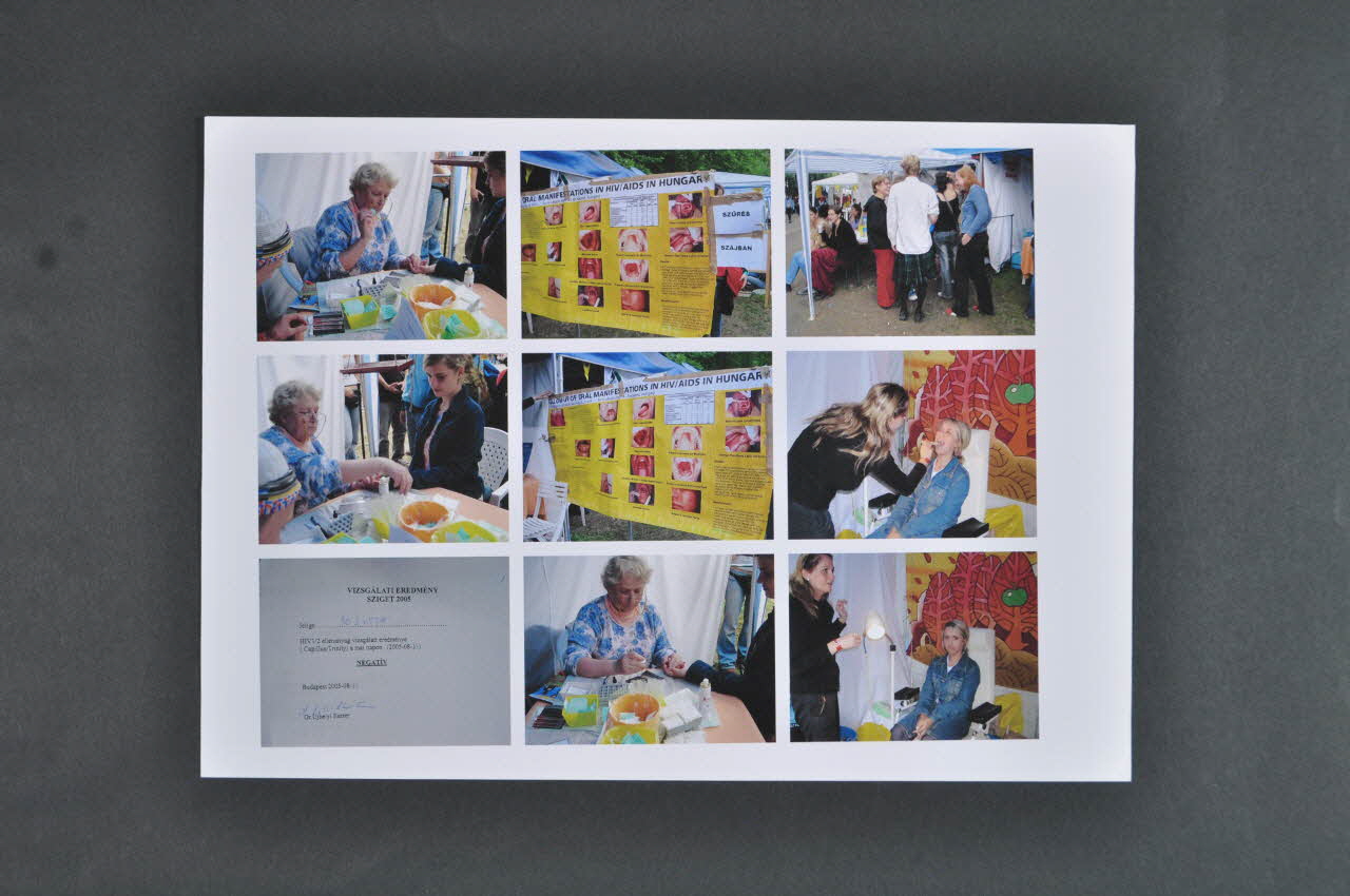 Saint Laslo Hospital Planche de photos "Sziget 2005 festival : anonym HIV AIDS screening" (dépistage anonyme du VIH) Hongrie 2005 2006.72.50.1-6 Photo Mucem
