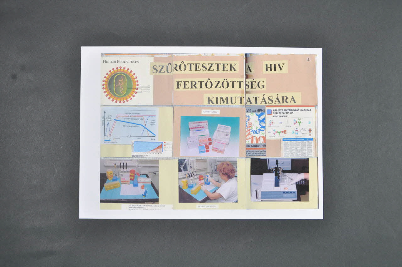 National Blood Bank Service Panneau montage de photos "Szürötesztek a HIV fertözés kimutatasara" (tests de dépistage pour l'infection à VIH) Hongrie 1994 2006.72.52.1-2 Photo Mucem