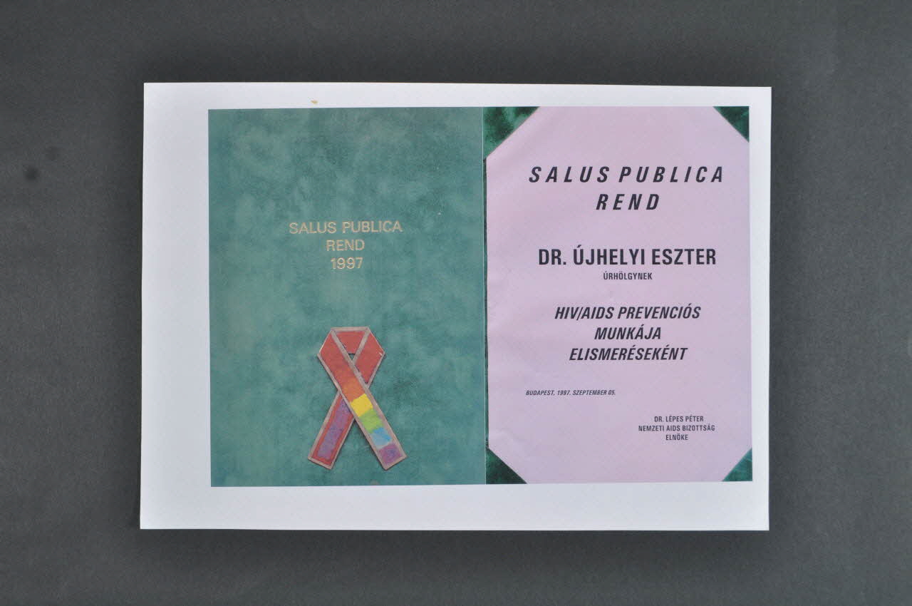 Ministère de la santé Photocopie Photocopie de l'invitation à la Soirée de gala pour la remise du prix "Salus Publica" 1997 à Esther Ujhelyi Hongrie 1997 2006.72.59.1-2 Photo Mucem