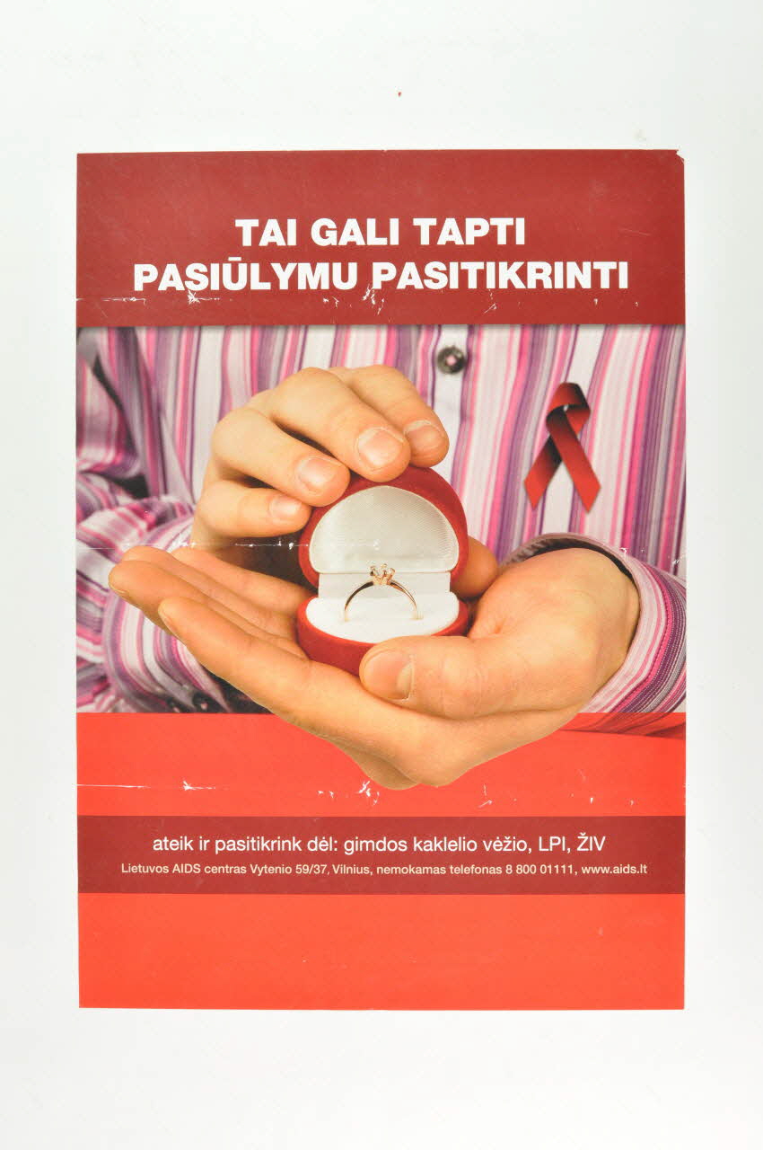 Lithuanian Aids Center affiche "Tai gali tapti pasiülymu pasitikrinti" (Faire un test VIH peut être considéré comme un moyen de séduction) Lituanie 2006 2006.76.1 Photo Mucem