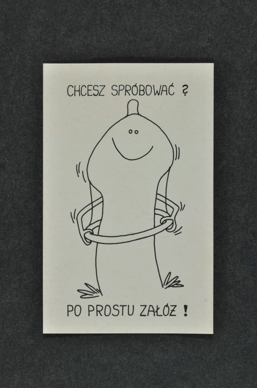 Carte d'information "Po prostu Zaloz !" (bonhomme préservatif) 2006.77.10  Photo Mucem