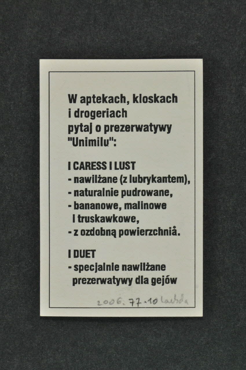 Carte d'information "Po prostu Zaloz !" (bonhomme préservatif) 2006.77.10  Photo Mucem