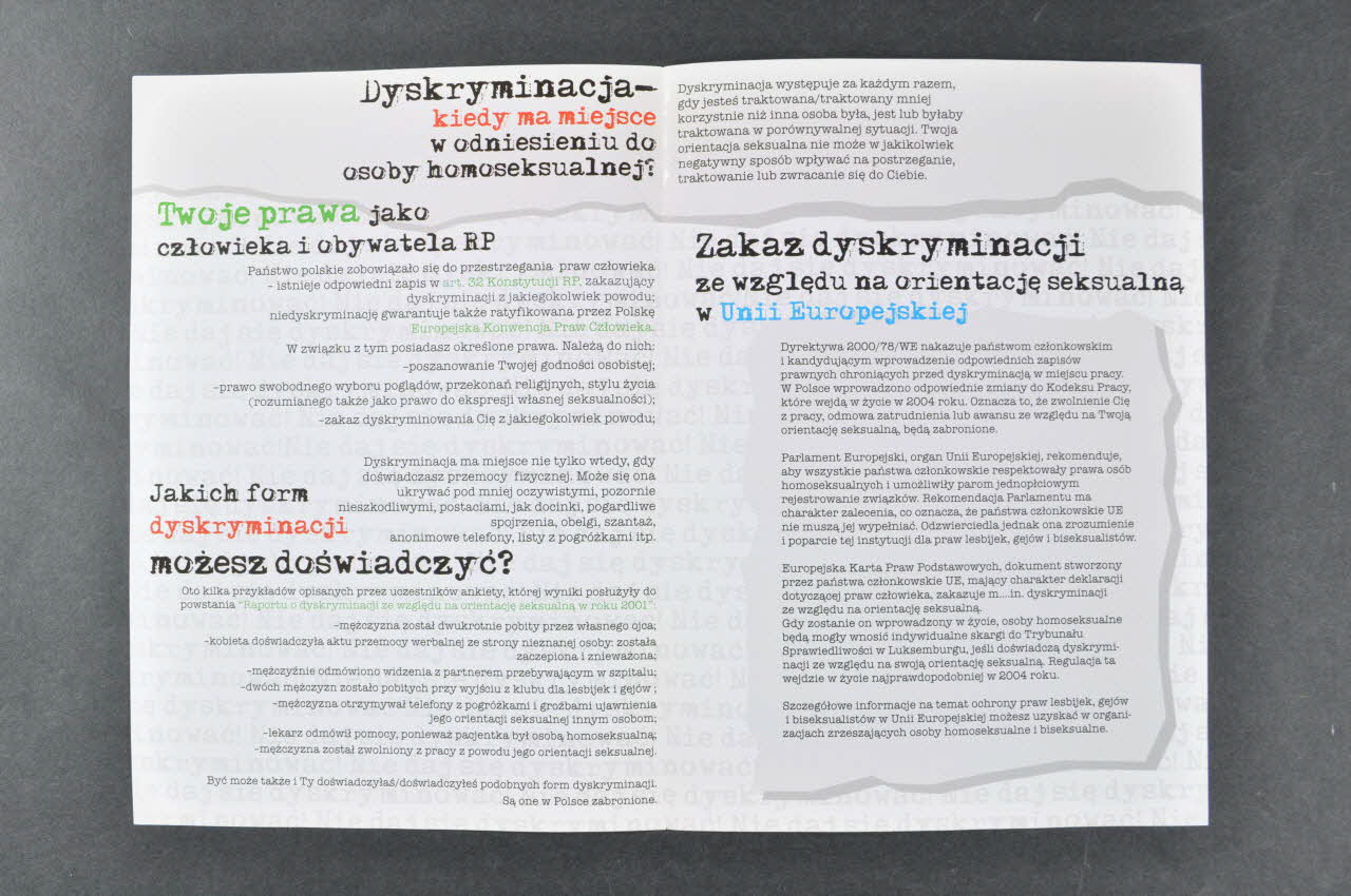Dépliant "Nie daj sie / Dyskryminowac" (Discrimination) 2006.77.7  Photo Mucem
