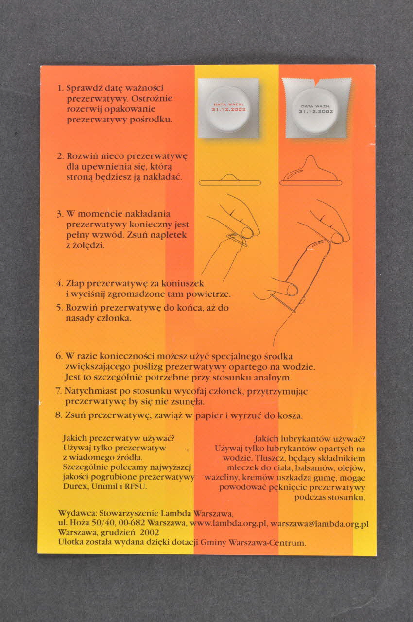flyer "Wszystko co chcesz wiedziec o prezerwatywie..." (Pose du préservatif) 2006.77.8  Photo Mucem