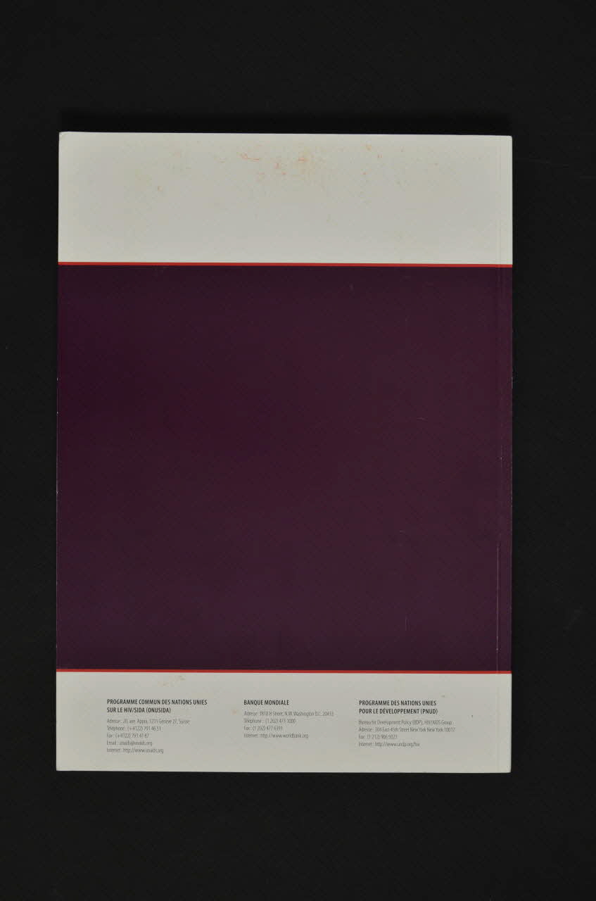 Onusida, Pnud Rapport "Intégration du sida dans les instruments et processus nationaux de développement. Revue des expériences." International 2005/9 2008.32.111 Photo Mucem