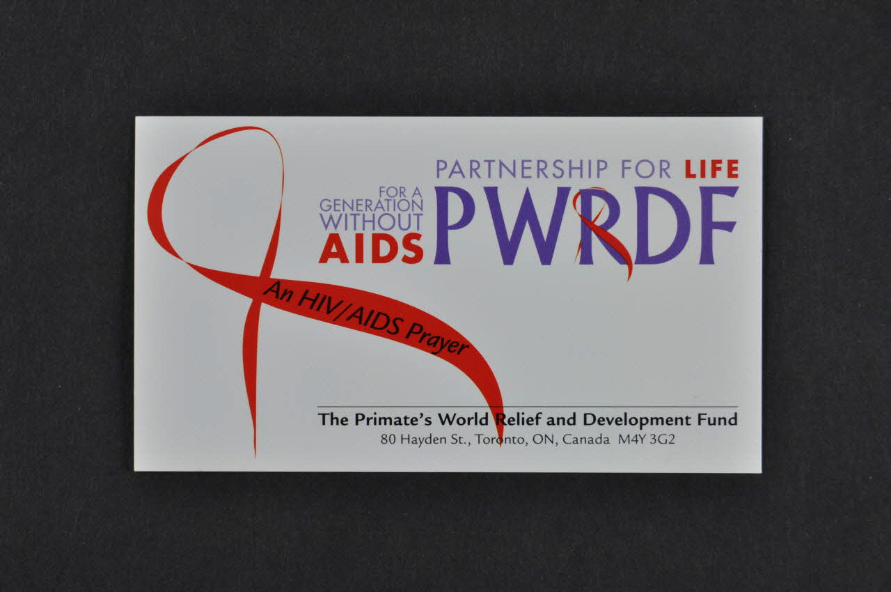 The Primate's World Relief And Development Fund Carte d'information "Partnership for life / For a generation without AIDS / An HIV/Aids Prayer" (Partenariat pour la vie / Pour une génération sans le sida / Une prière sur le sida) International 2006/7 2008.32.12 Photo Mucem