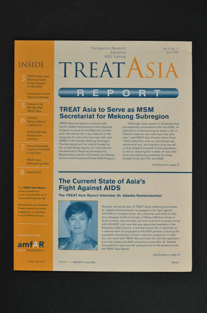Amfar Aids Research revue "Treat Asia Report" International 2006/7 2008.32.122 Photo Mucem