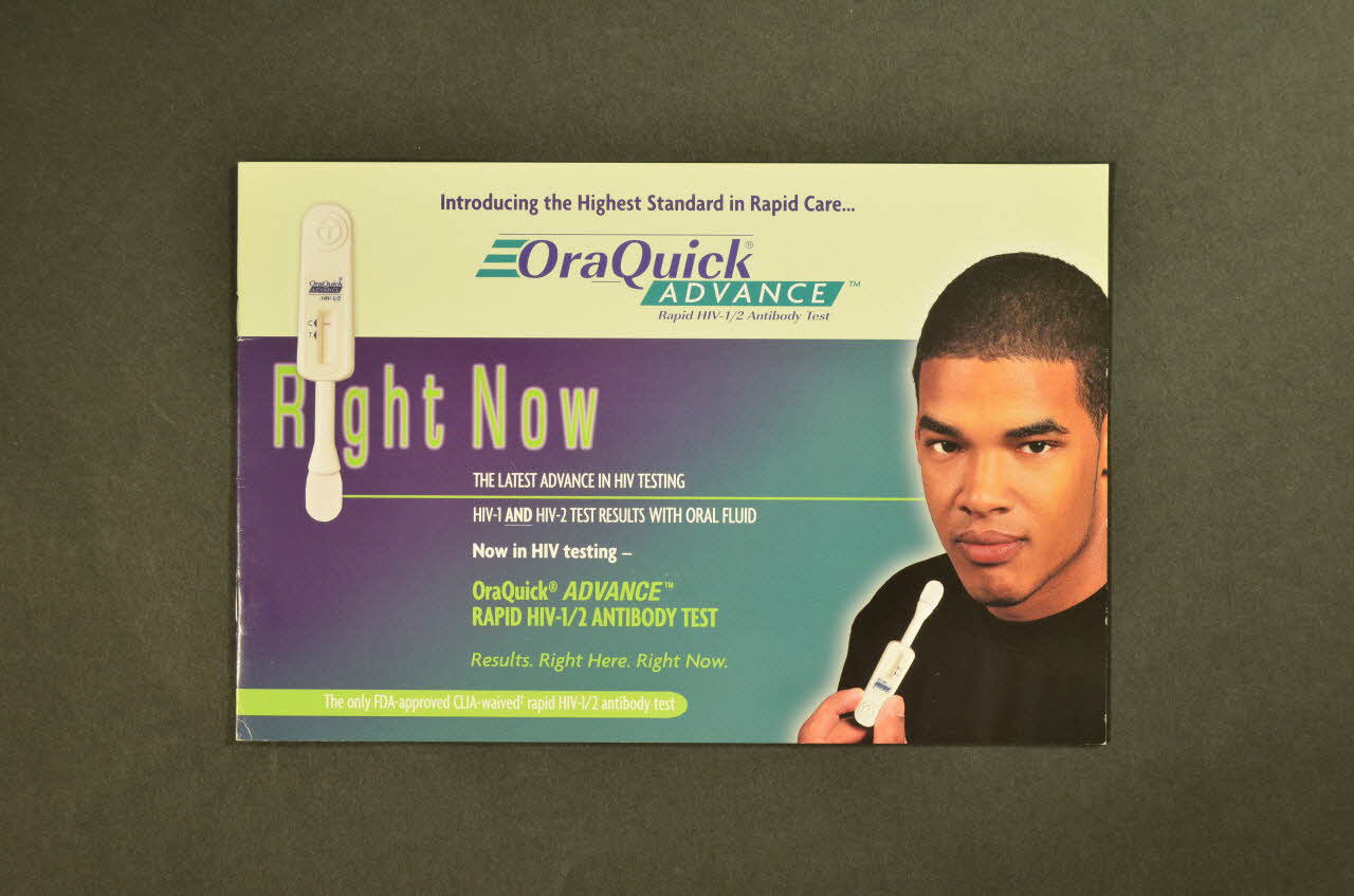 Orasure Technologies BROCHURE "Right now. Ora Quick Advance. The latest advance in HIV testing"  (La dernière avance dans le test du VIH) International 2004 2008.32.133 Photo Mucem