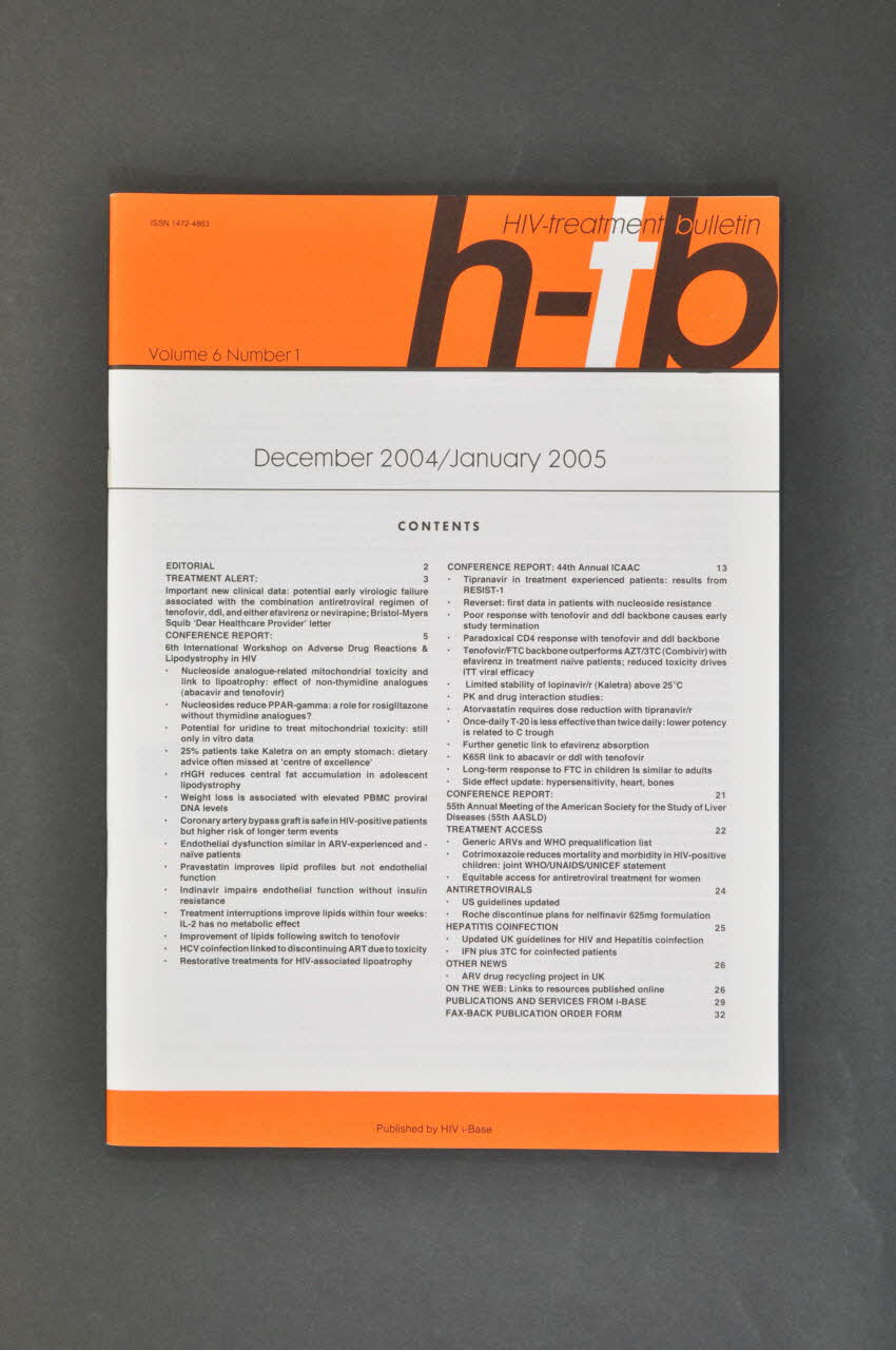 Hiv I-Base Bulletin "h-tb. HIV-treatment bulletin, vol 6, n° 1, décembre 2004- janvier 2005 Grande Bretagne 2005 2008.32.170 Photo Mucem
