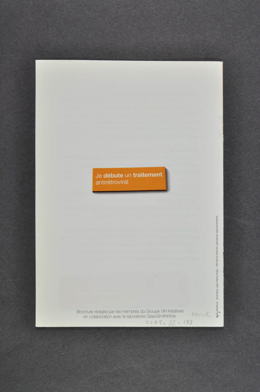 BROCHURE "Je débute un traitement antirétroviral" 2008.32.173 Photo Mucem