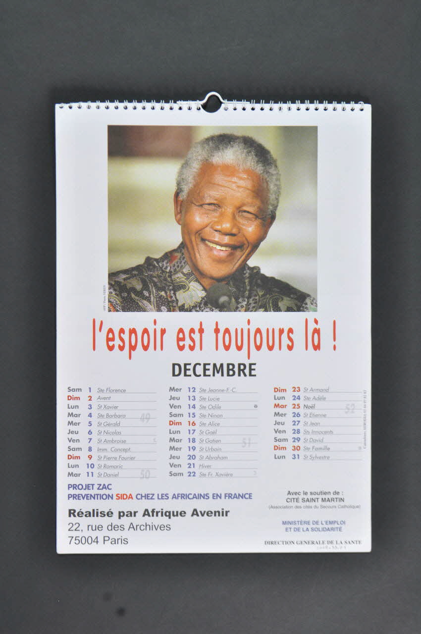 Association Afrique Avenir calendrier "Sida, quelles solutions pour l'Afrique ?" France 2001 2008.33.1 Photo Mucem