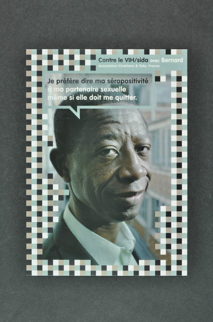 Association Afrique Avenir carte postale "Je préfère dire ma séropositivité à ma partenaire sexuelle même si elle doit me quitter" France 2008 2008.33.11 Photo Mucem