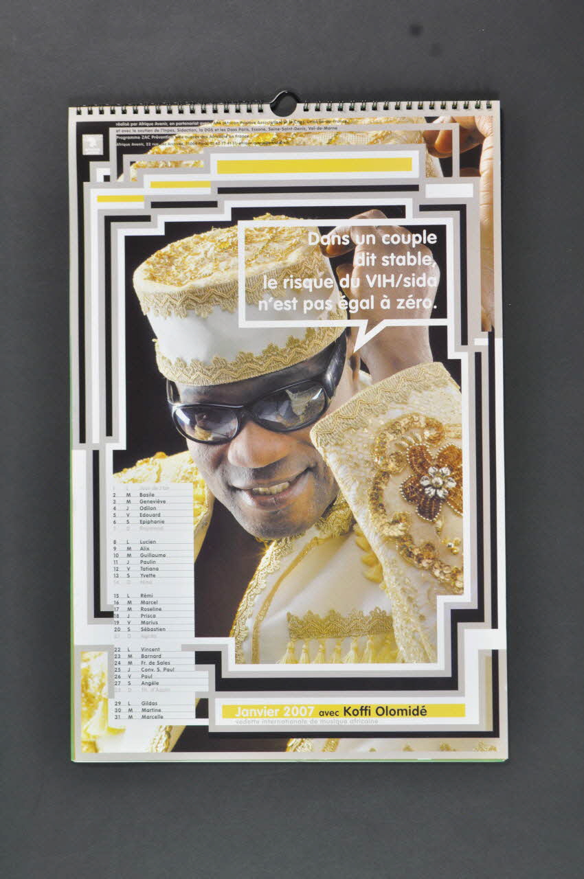 Association Afrique Avenir calendrier "Dans un couple dit stable, le risque du VIH/sida n'est pas égal à zéro" France 2007 2008.33.5 Photo Mucem