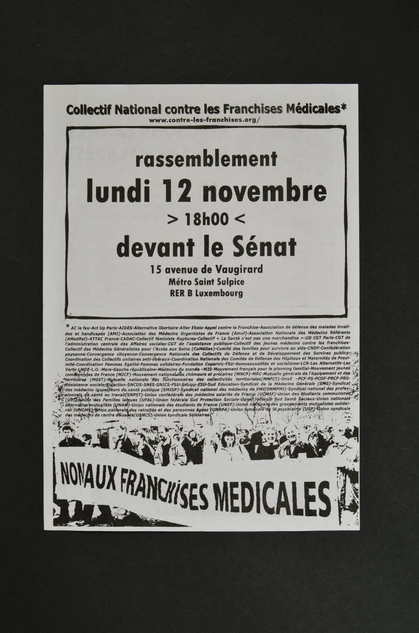 Collectif National Contre Les Franchises Médicales tract Refusons la taxe sur les malades France 2007/11 2008.4.4 Photo Mucem