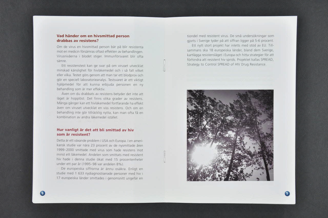 RiksföRbund FöR Hiv Positiva (Rfhp) BROCHURE Resistens vid hiv Suède 2004 2008.46.3  Photo Mucem