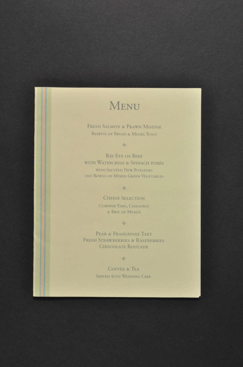MENU DE MARIAGE Angleterre 2007 2007.119.11 Photo Mucem