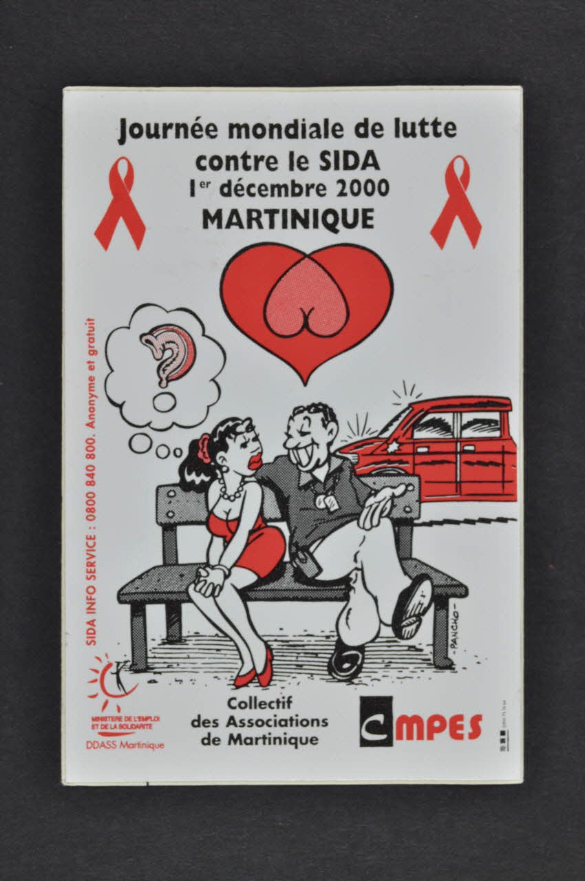 Collectif Des Associations De Martinique autocollant "Journée mondiale de lutte contre le sida. 1er décembre 2000" Martinique, France 2000 2007.16.16 Photo Mucem