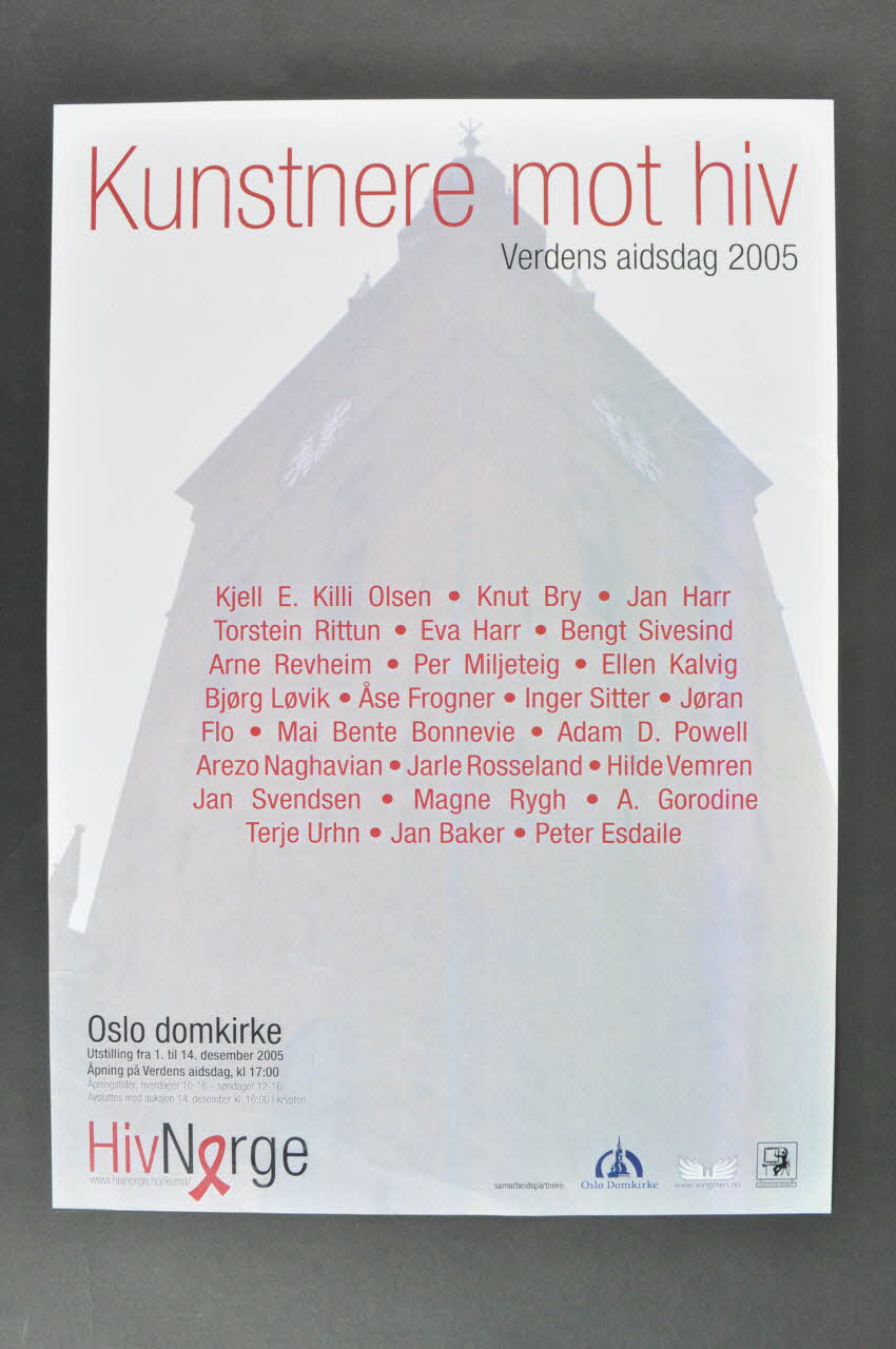 HIV Norge affichette "Kunstnere mot hiv. Verdens aidsdag 2005" (journée mondiale du sida 1er décembre 2005) Norvège 2005 2007.18.4 Photo Mucem