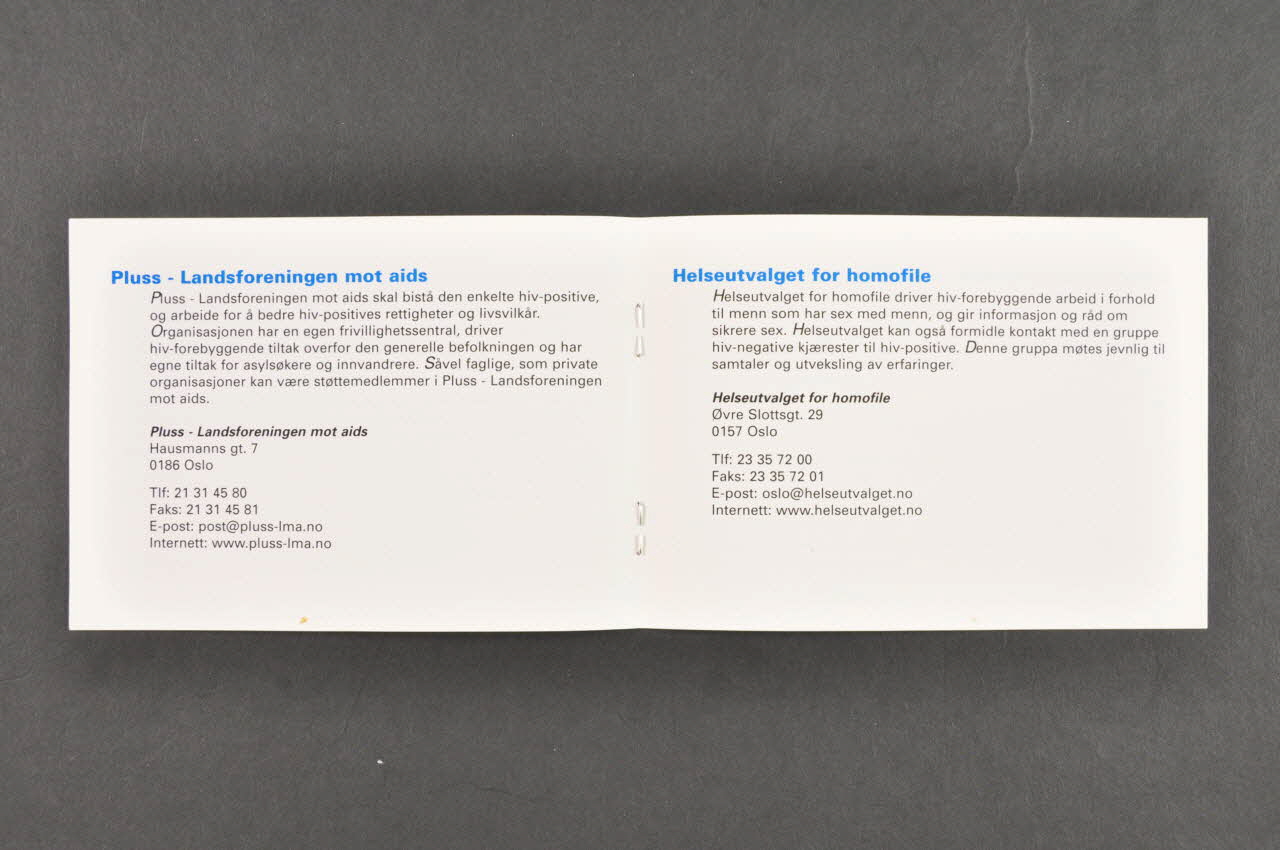 Direction De La Santé, Norvège BROCHURE "Nar en du kjenner er hiv-positiv" (traduire) Norvège 2003 2007.19.10 Photo Mucem