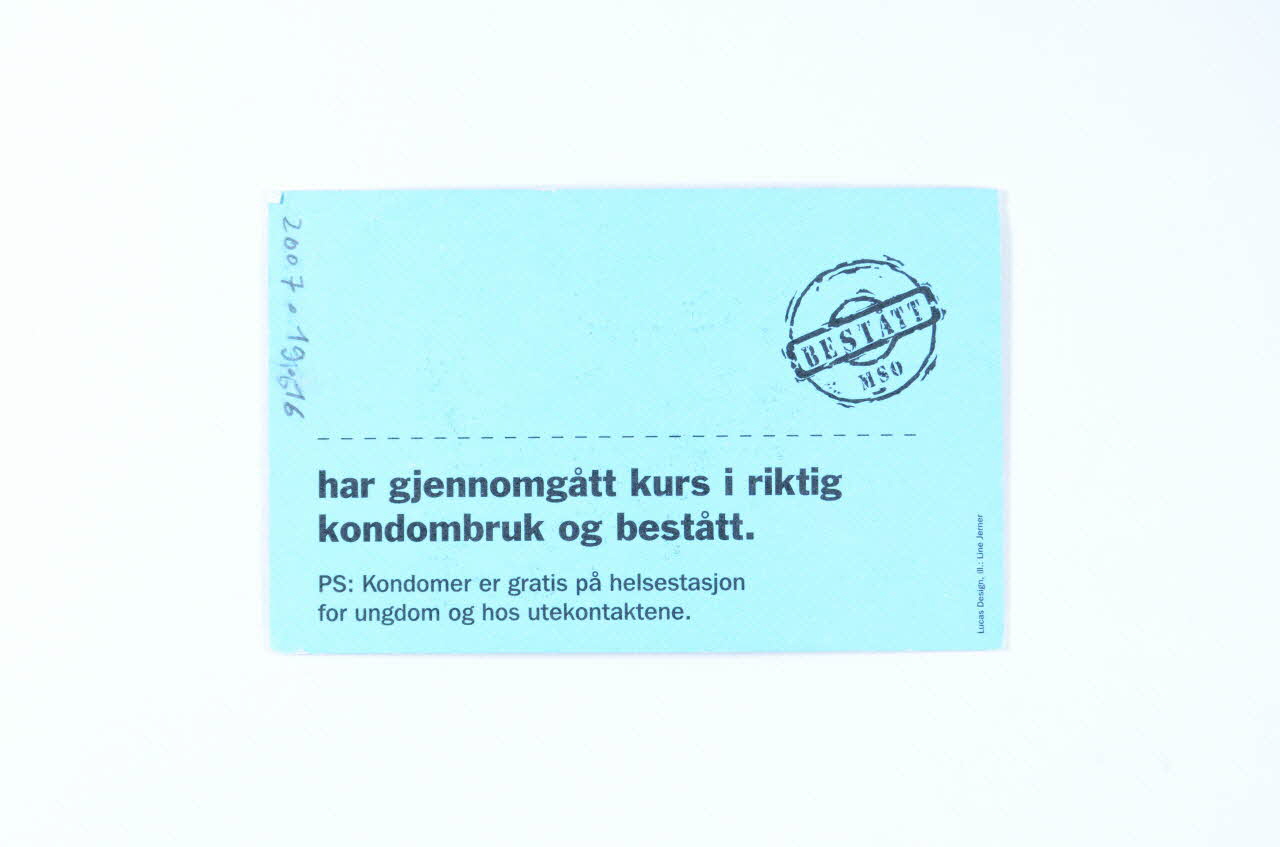 carte "Kondomsertifikat" (Certificat de préservatif) 2007.19.16 Photo Mucem