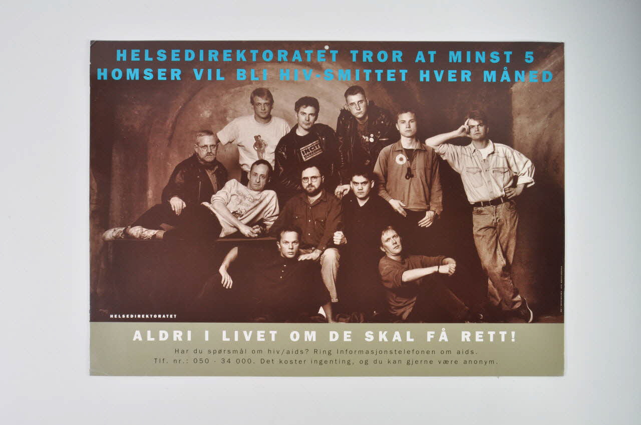 affiche "Helsedirektratet tror at minst 6 homser vil bli HIV-Smittet Hiver maned" (traduire) 2007.20.5 Photo Mucem