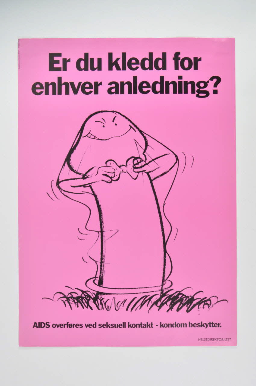 Helsedirektoratet affiche "Er du Kledd for enhver anledning ? (en norvégien) (Etes vous convenablement vêtu pour l'occasion?) Norvège 1988 2007.20.9 Photo Mucem