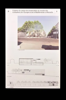 Corinne Vezzoni & Associés panneau Projet du lauréat du concours d'architecture pour le Centre de Conservation du Mucem France 2002 2017.42.2.5 Photo Mucem