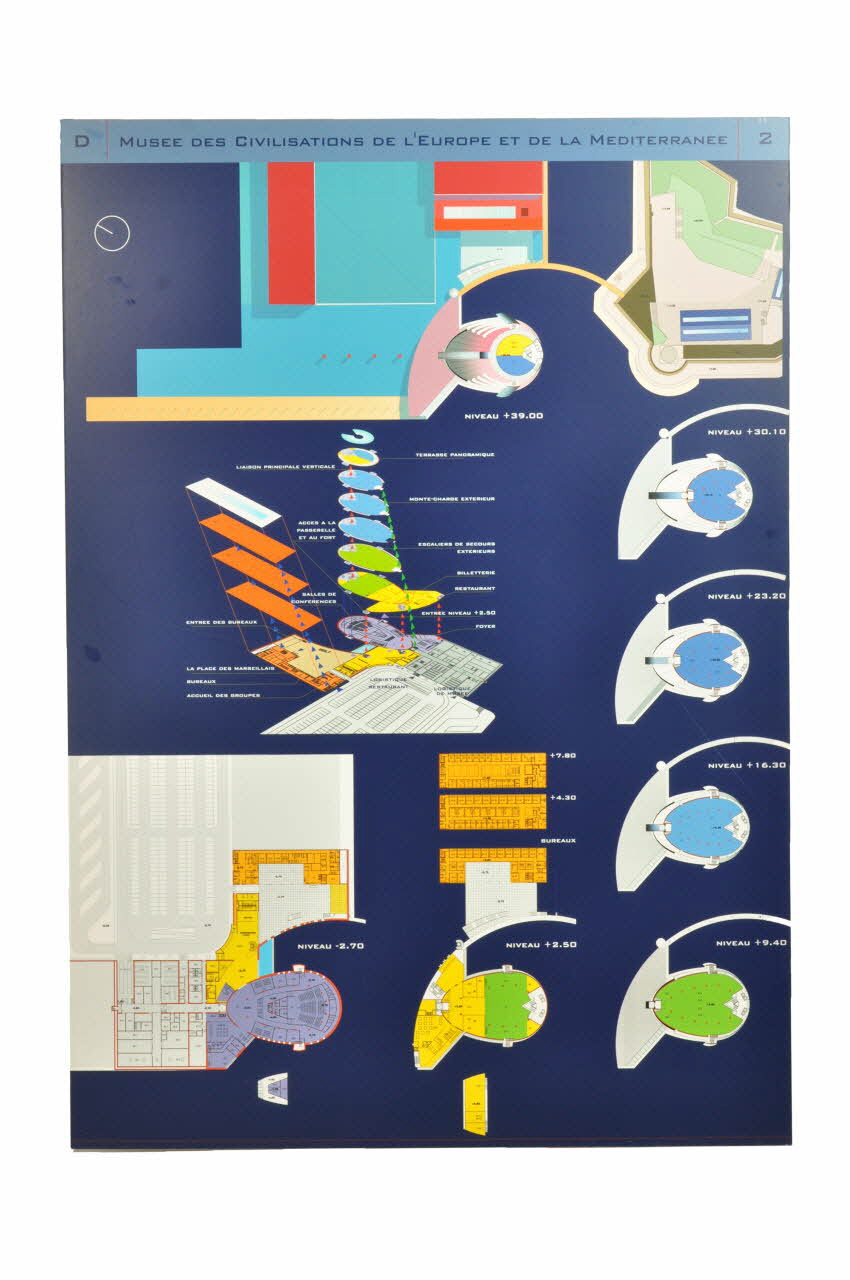 Andrea Bruno ; Sophie Jardin ; Laurent Mathoulin panneau Projet du concours d'architecture pour le Mucem J4 France 2002 2017.42.3.4 Photo Mucem