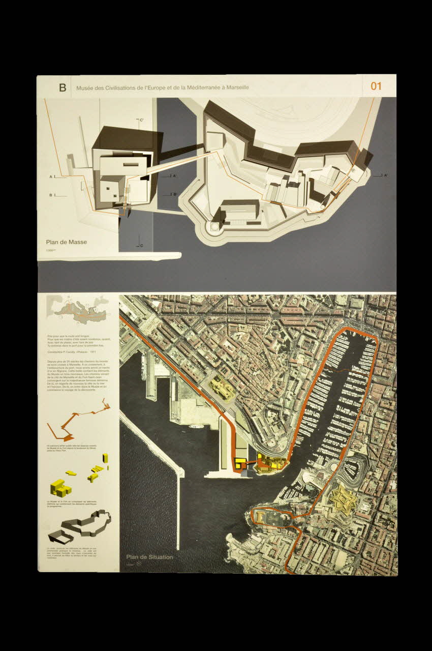 Tod Williams ; Billie Tsien panneau Projet du concours d'architecture pour le Mucem J4 France 2002 2017.42.4.3 Photo Mucem