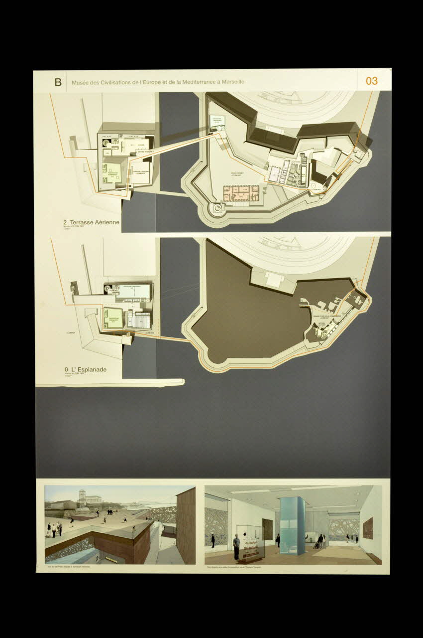Tod Williams ; Billie Tsien panneau Projet du concours d'architecture pour le Mucem J4 France 2002 2017.42.4.5 Photo Mucem